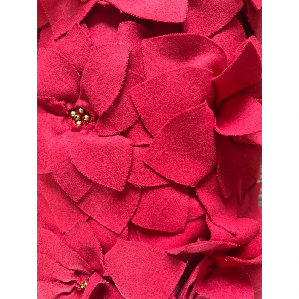 Sheffield Home Red Poinsettia Decorative Lumbar Pillow Holiday Christmas 19x11